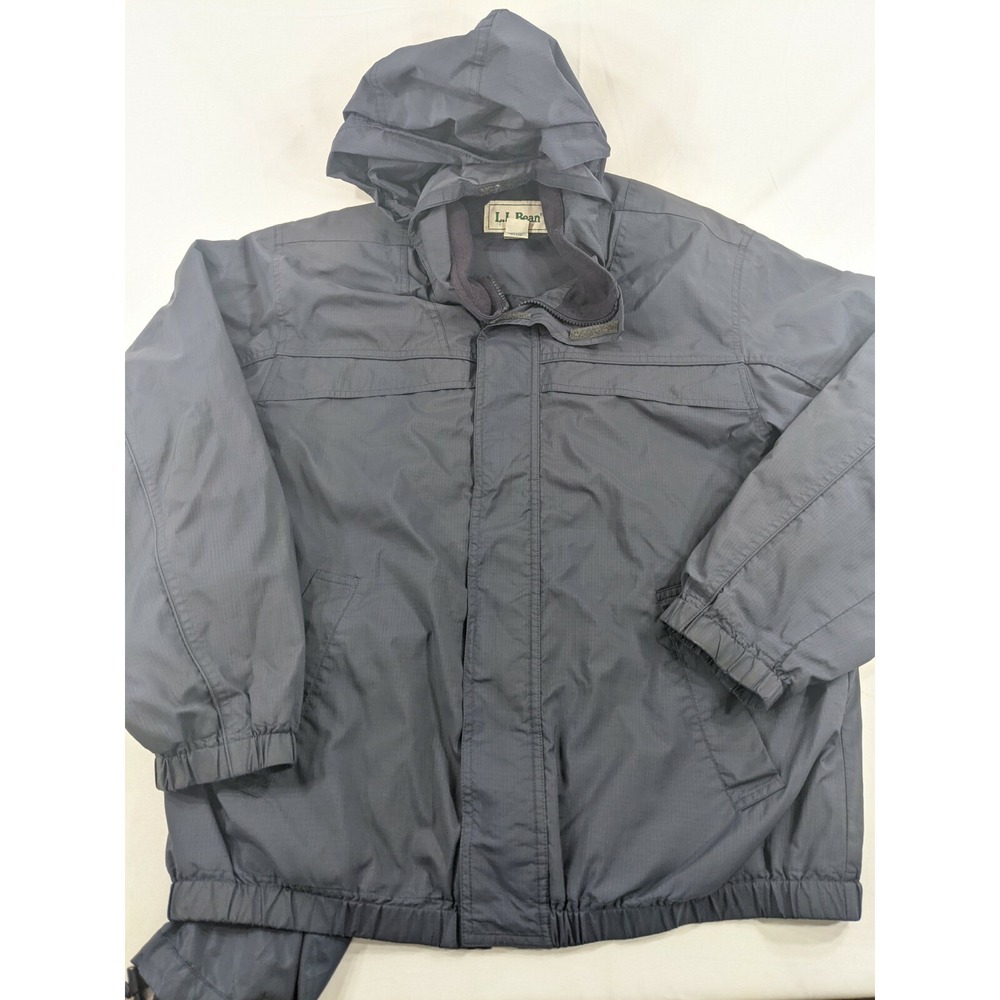 Vintage LL Bean Bug Out Hooded Parka Rain Jacket in a Bag Navy Blue Men Med Reg